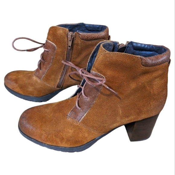 Eric Michael Brown Suede Lace Up/Side Zipper lined Heeled Boots Size US 10-11 - Picture 1 of 8